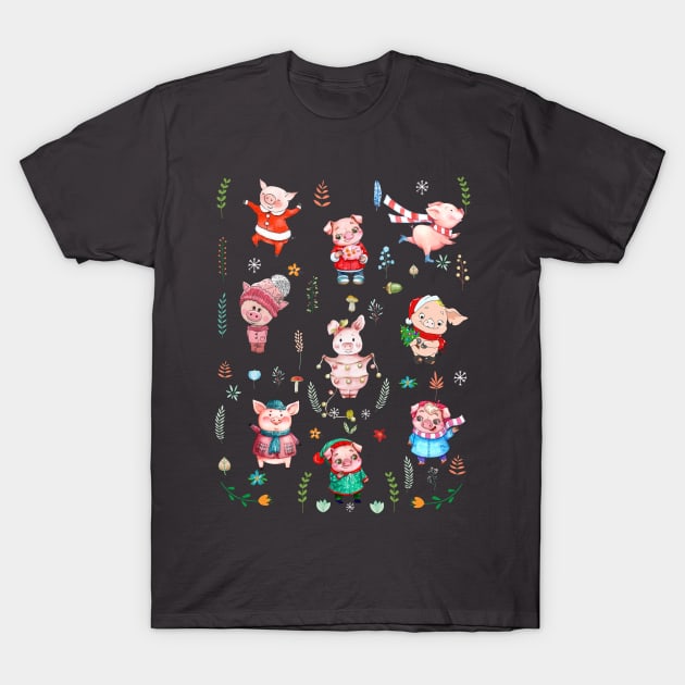 Cute Pig Design. T-Shirt by tonydale